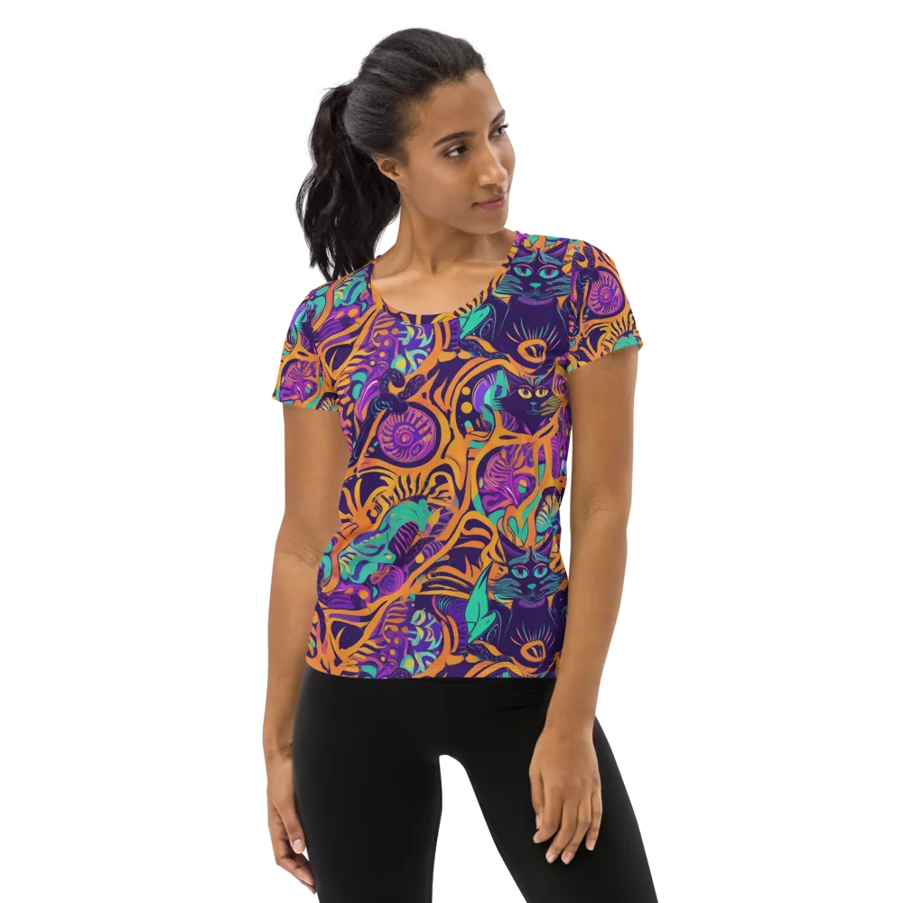Midnight Mews on Women's Athletic T-Shirt — Front