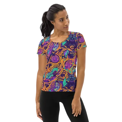Midnight Mews on a Women's Athletic T-Shirt