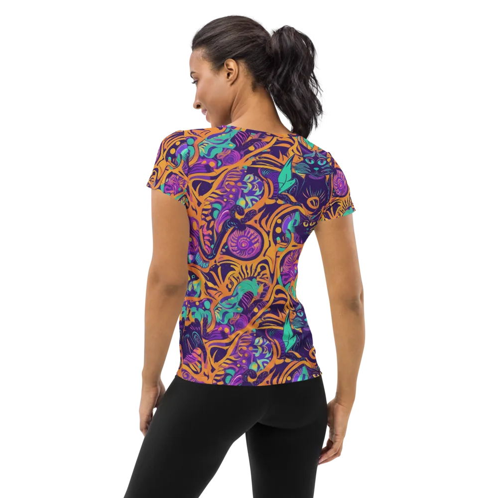 Midnight Mews on Women's Athletic T-Shirt — Back