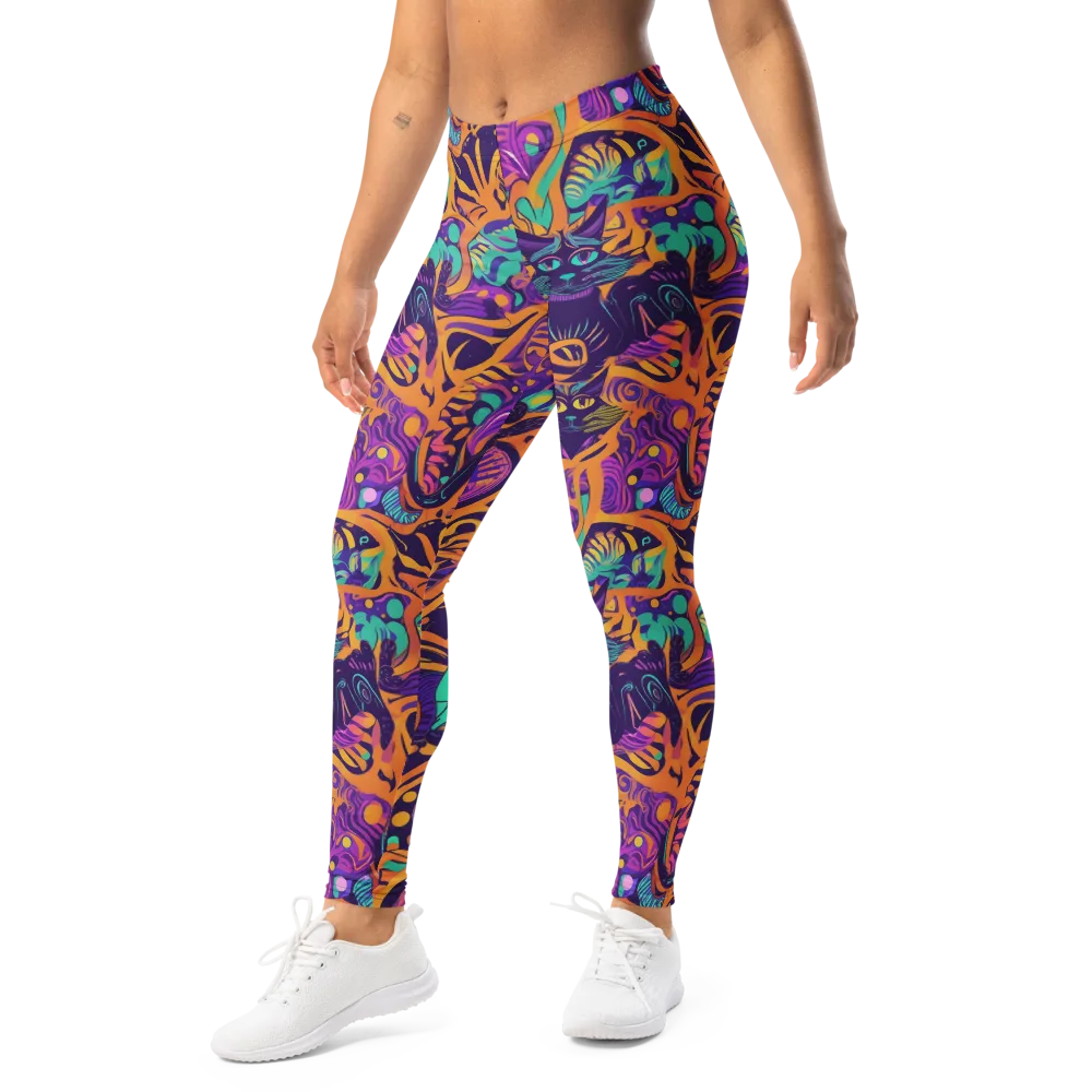Midnight Mews on Leggings — Left Front
