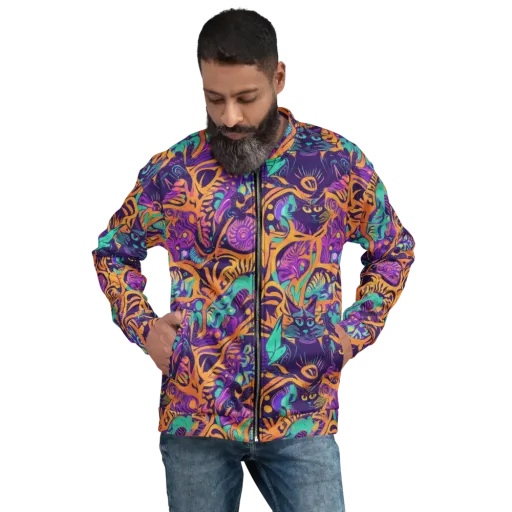Midnight Mews on a Bomber Jacket