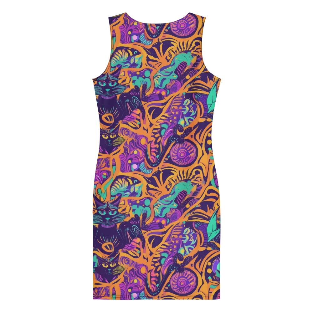 Midnight Mews on Bodycon Dress — Back