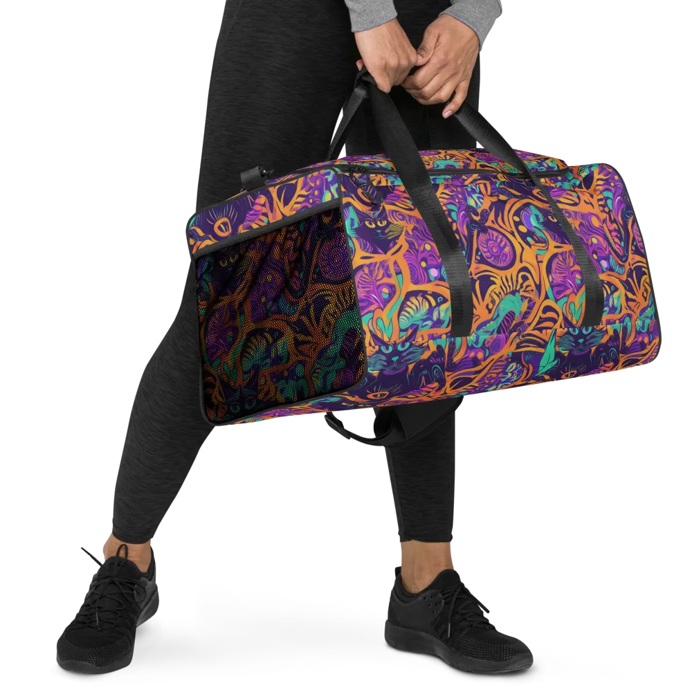 Midnight Mews on Duffle Bag — Right Front