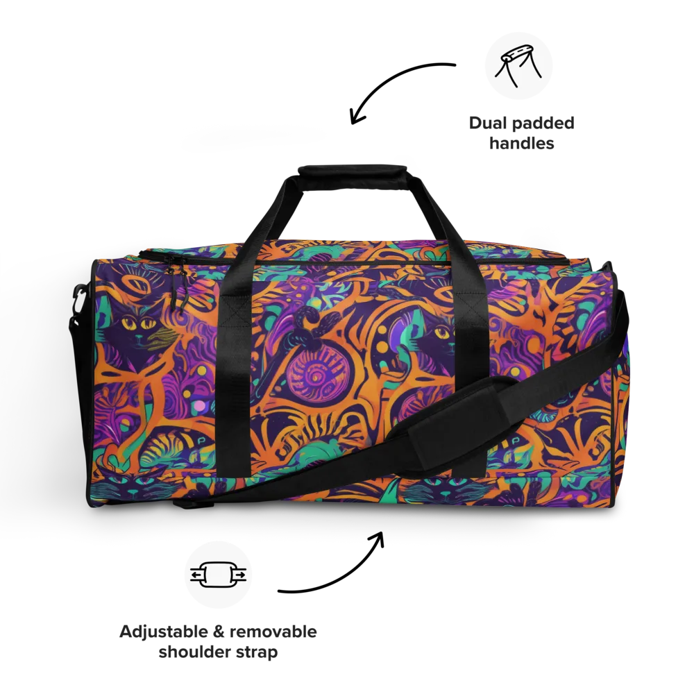Midnight Mews on Duffle Bag — Front
