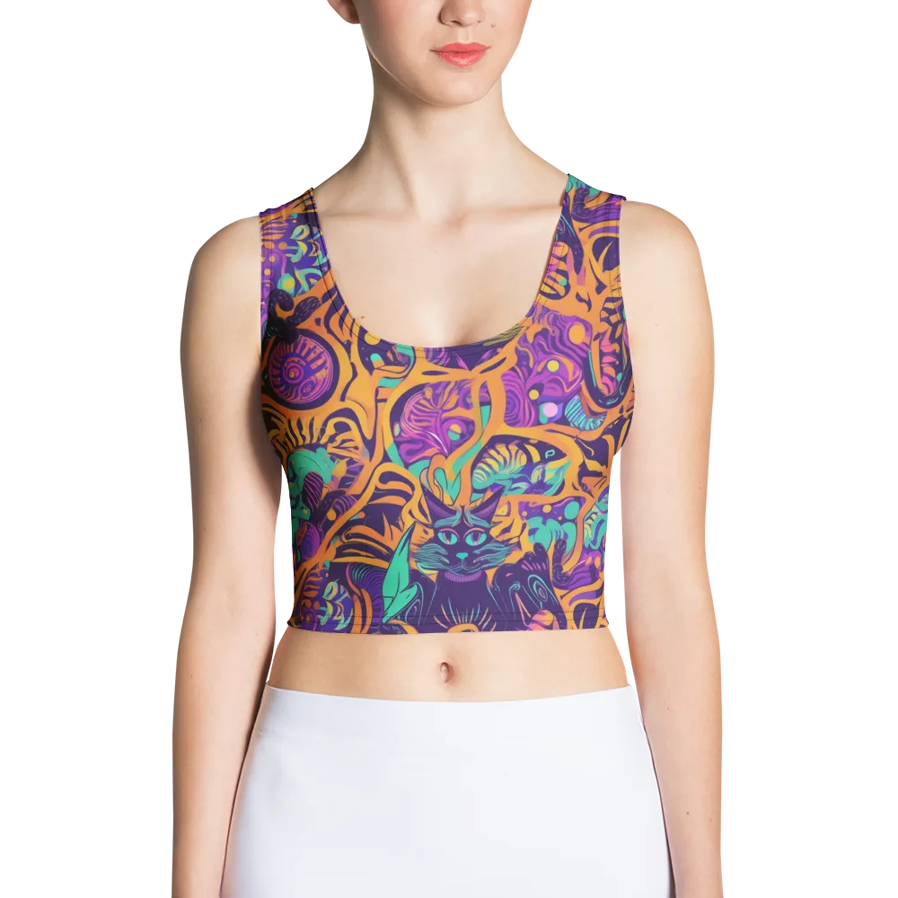 Midnight Mews on Crop Top — Front