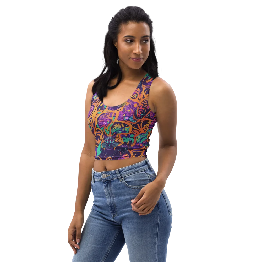 Midnight Mews on Crop Top — Left Front