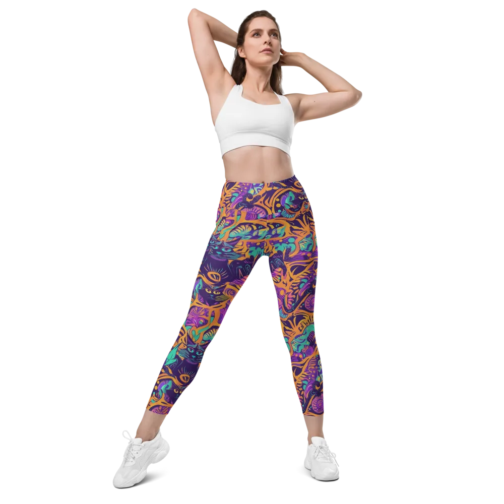 Midnight Mews on Leggings with Pockets — Front