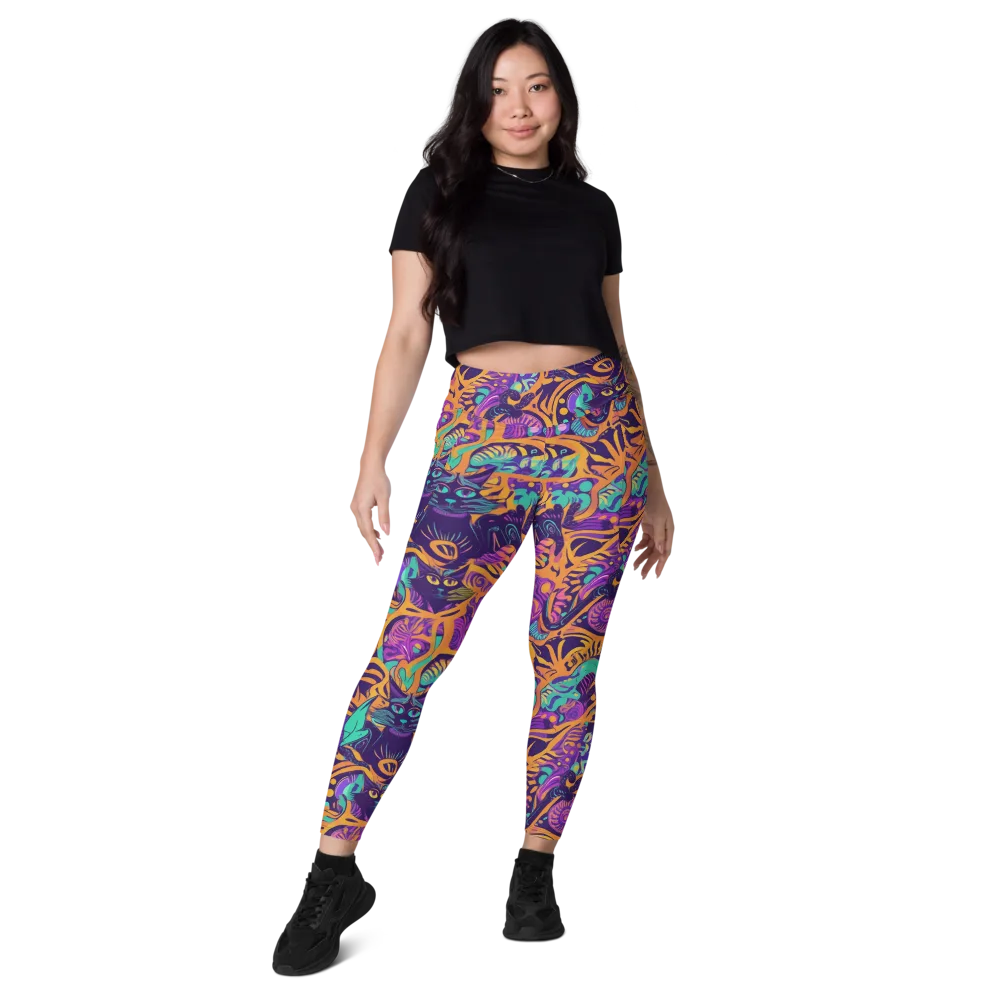 Midnight Mews on Leggings with Pockets — Front