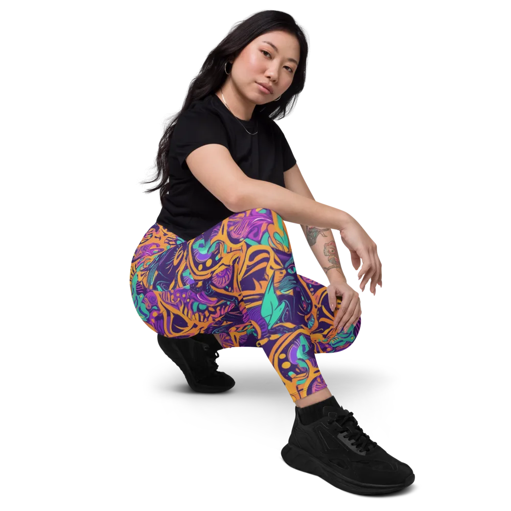 Midnight Mews on Leggings with Pockets — Right Front