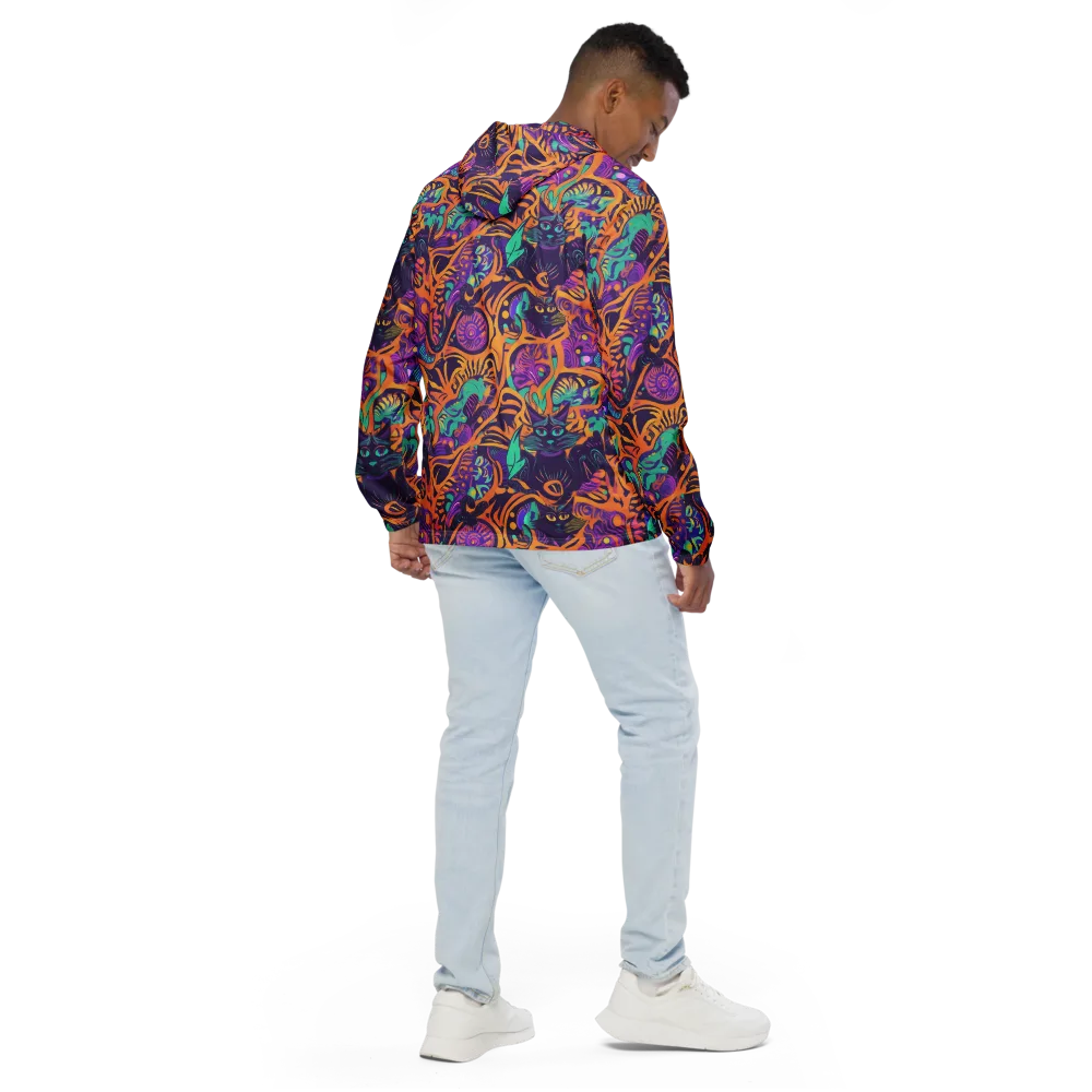 Midnight Mews on Men's Windbreaker — Back