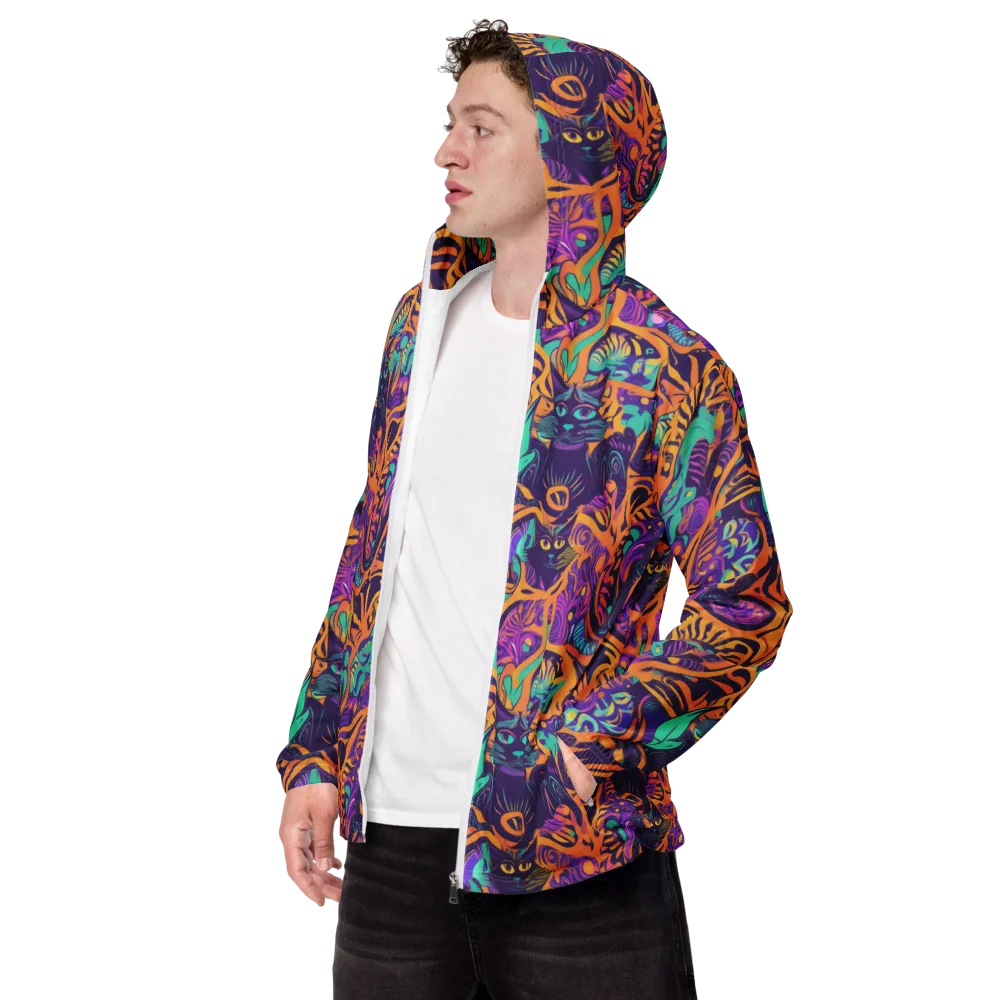Midnight Mews on Men's Windbreaker — Left Front
