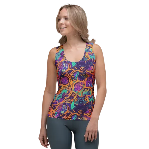Midnight Mews on a Women's Tank Top