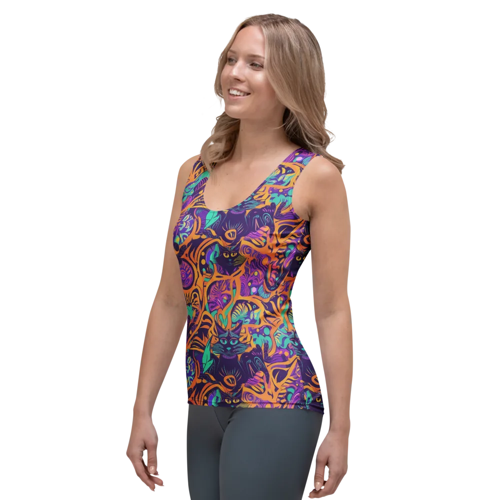 Midnight Mews on Women's Tank Top — Left Front
