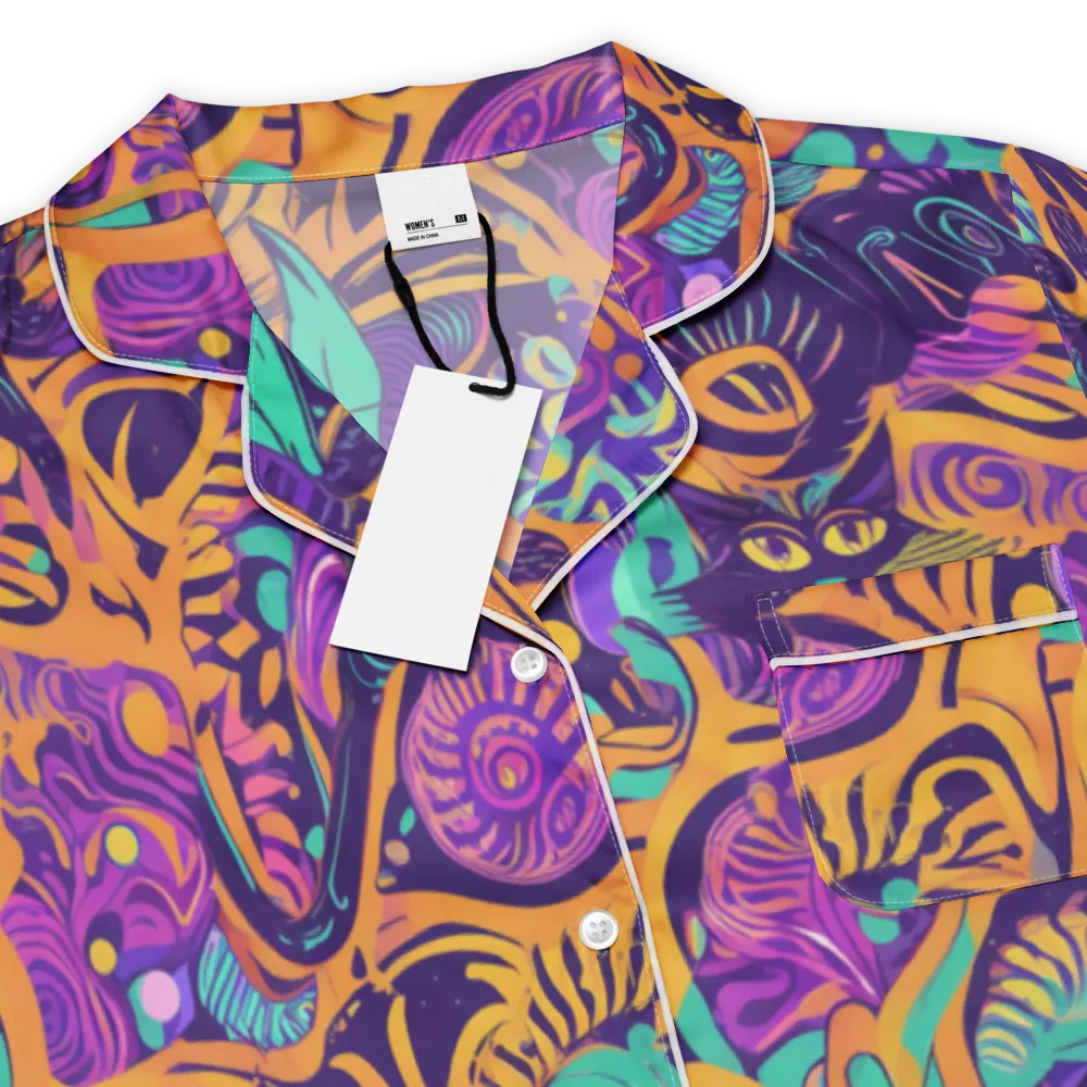Midnight Mews on Women's Short Sleeve Pajama Top — Product details