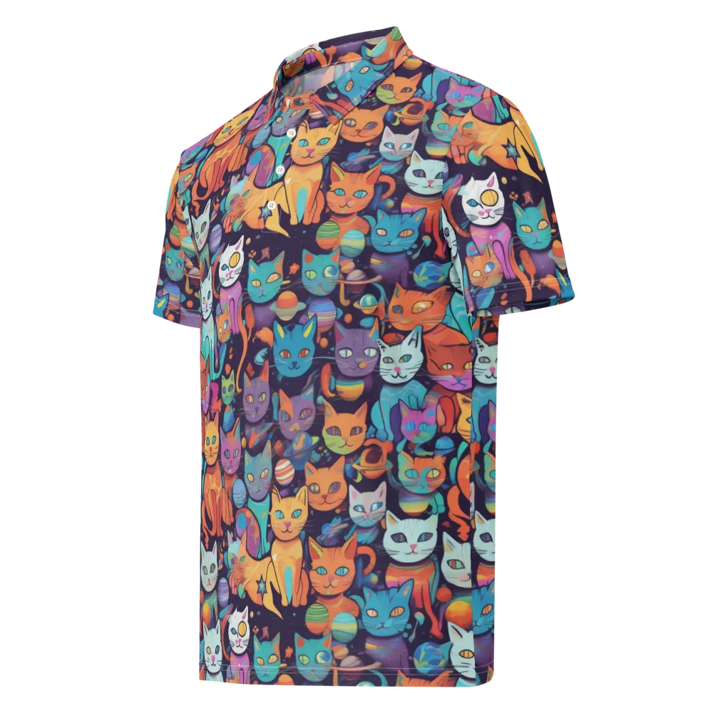 Nebula Whiskers on Men's Slim Fit Polo Shirt — Left Front
