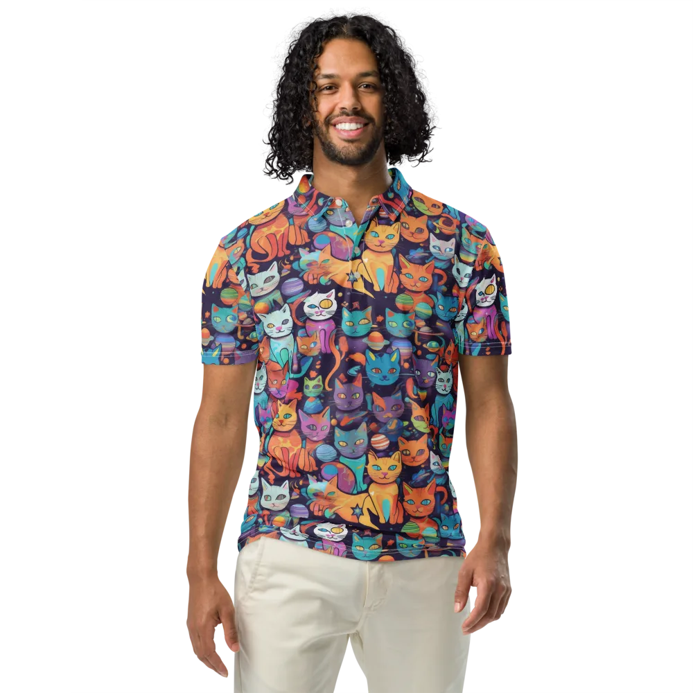 Nebula Whiskers on Men's Slim Fit Polo Shirt — Front