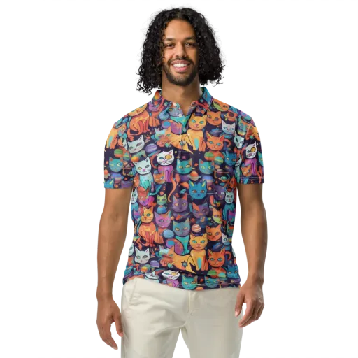 Nebula Whiskers on a Men's Slim Fit Polo Shirt