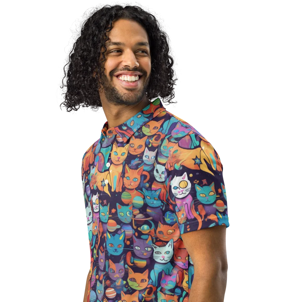 Nebula Whiskers on Men's Slim Fit Polo Shirt — Left Front