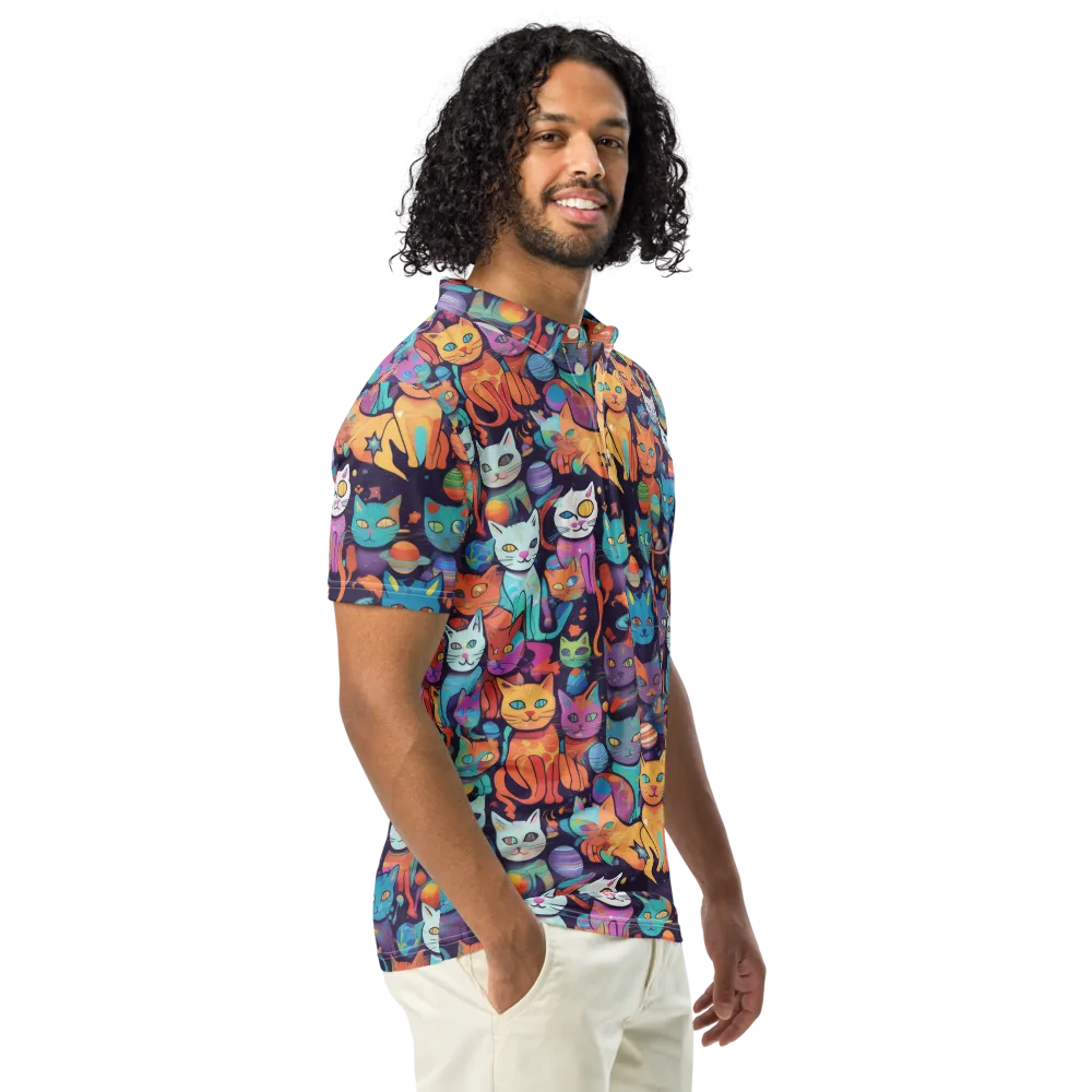 Nebula Whiskers on Men's Slim Fit Polo Shirt — Right Front