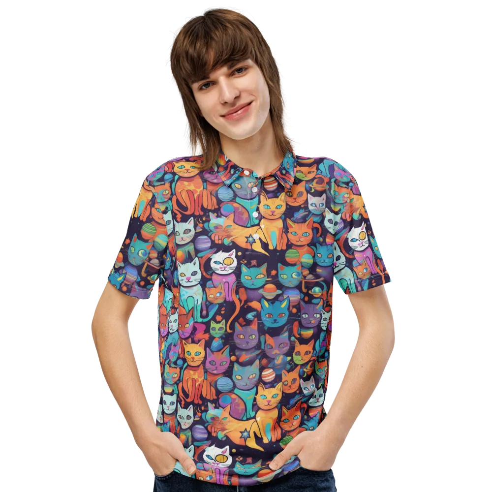 Nebula Whiskers on Men's Slim Fit Polo Shirt — Front