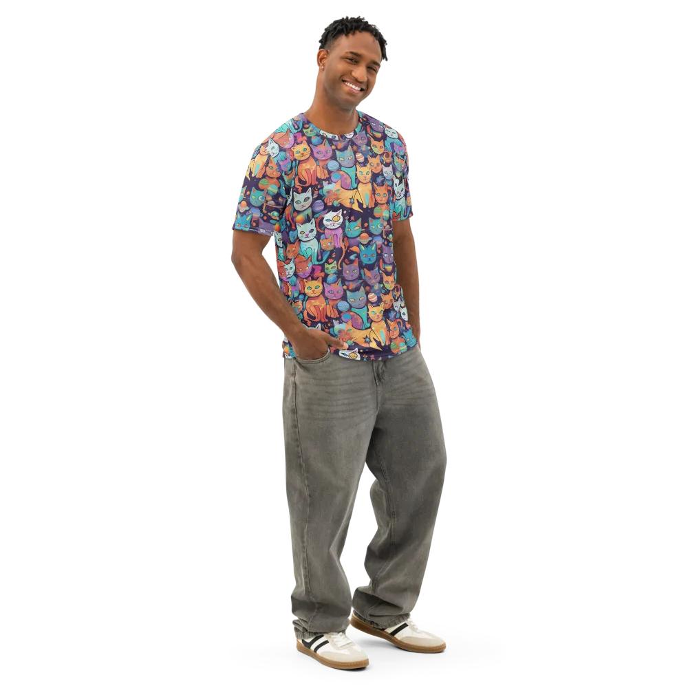 Nebula Whiskers on Men's Cotton Crew Neck T-Shirt — Right Front
