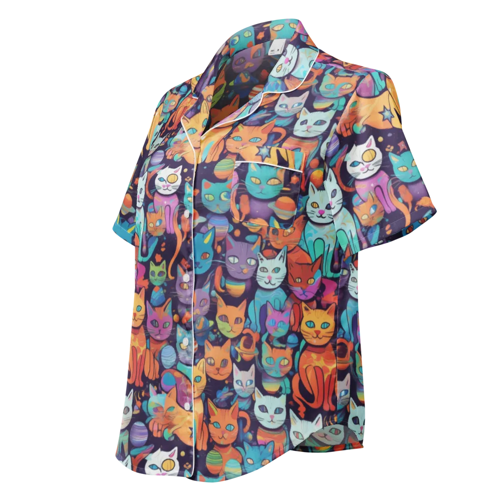 Nebula Whiskers on Women's Short Sleeve Pajama Top — Left Front