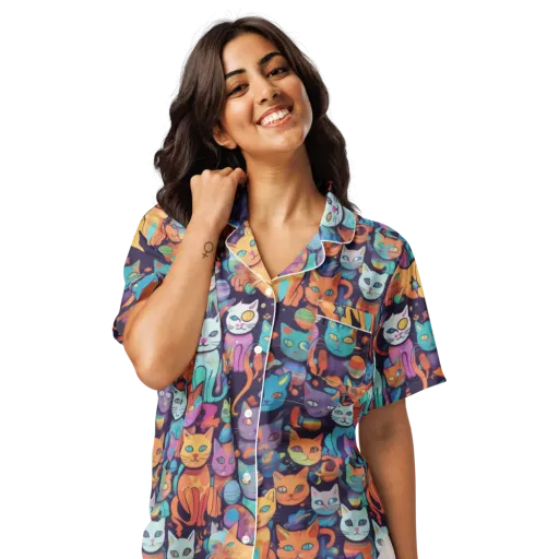 Nebula Whiskers on a Women's Short Sleeve Pajama Top
