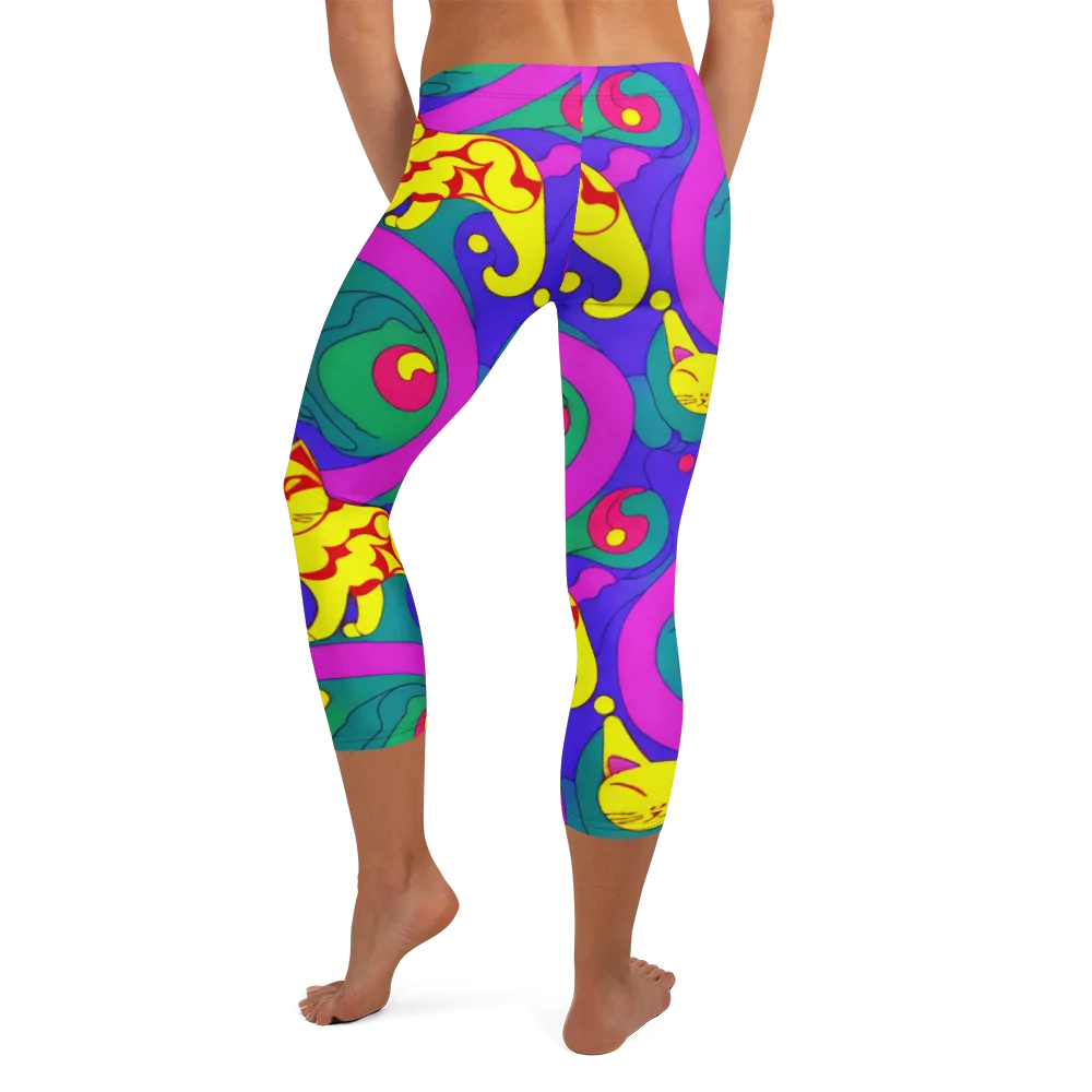 Neon Cat’s Cradle on Capri Leggings — Back