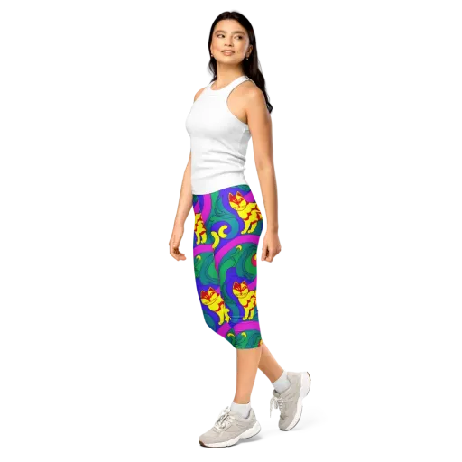Neon Cat’s Cradle on a Capri Leggings