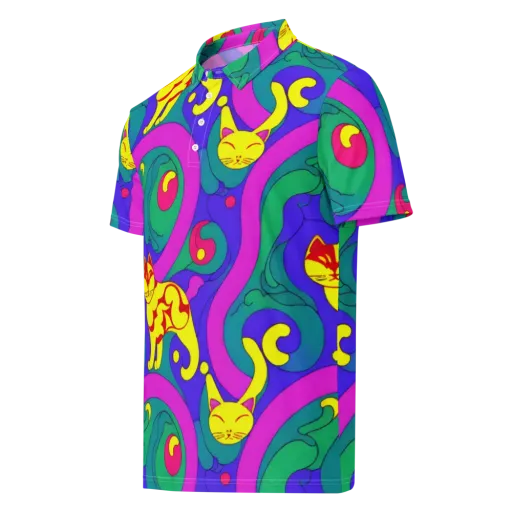 Neon Cat’s Cradle on a Men's Slim Fit Polo Shirt
