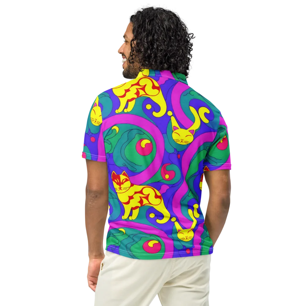 Neon Cat’s Cradle on Men's Slim Fit Polo Shirt — Back