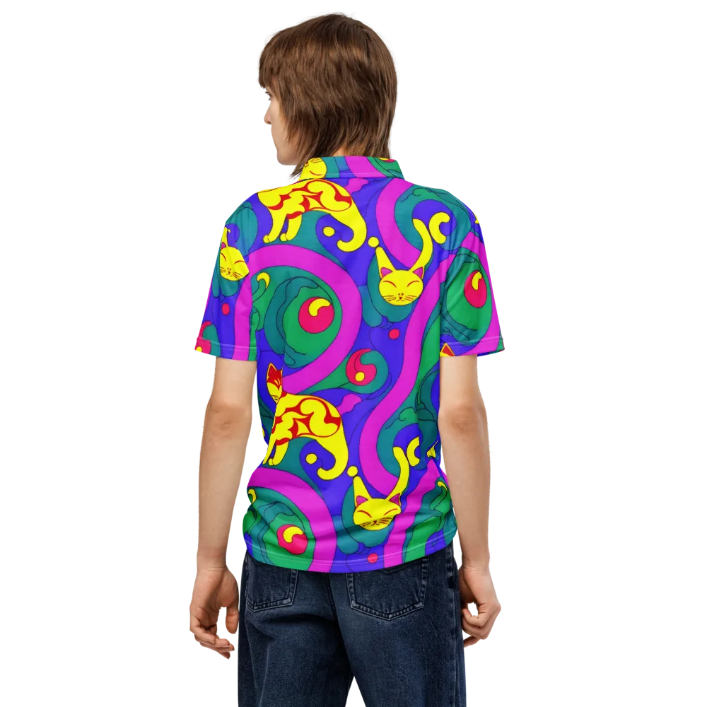 Neon Cat’s Cradle on Men's Slim Fit Polo Shirt — Back