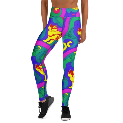 Neon Cat’s Cradle on a Yoga Leggings