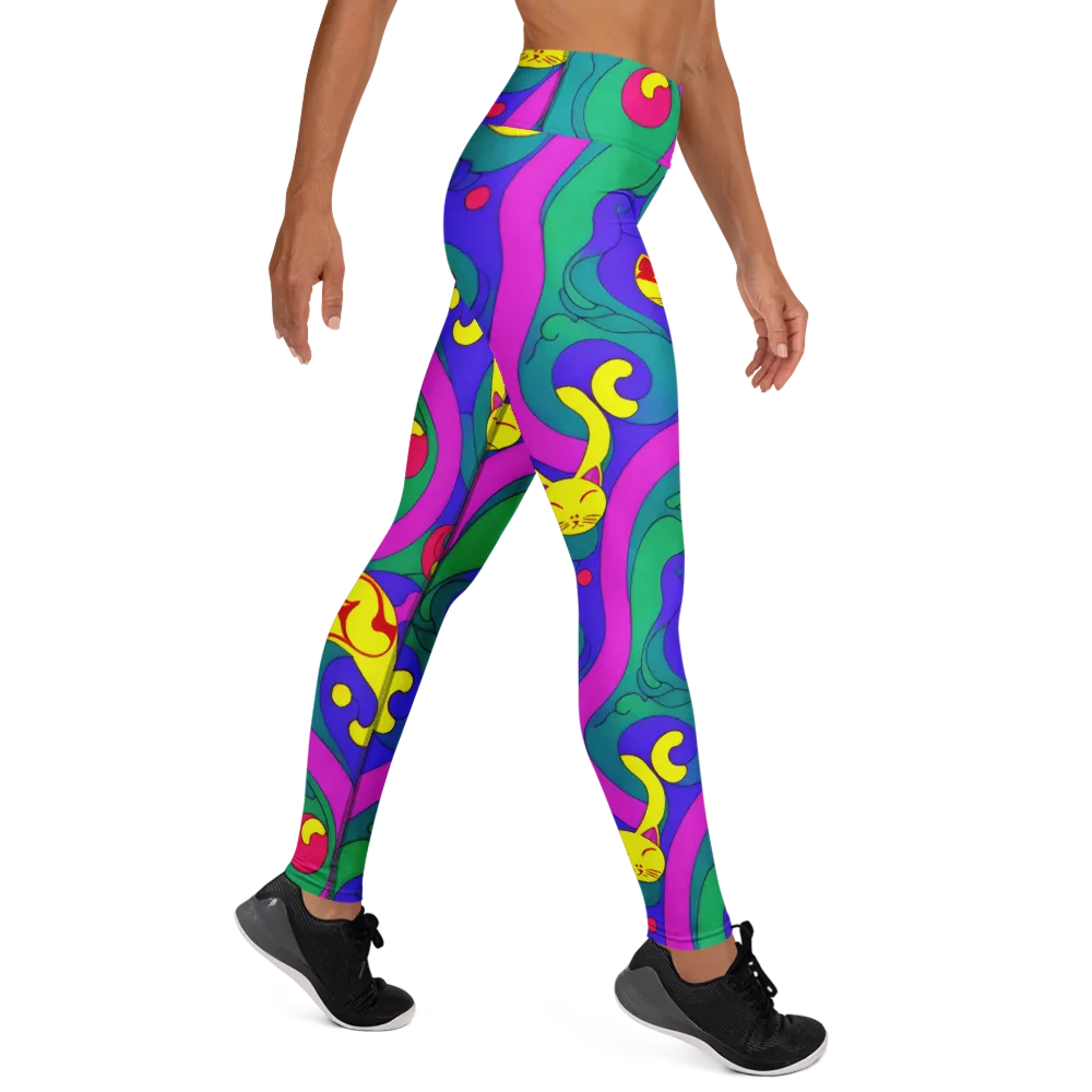 Neon Cat’s Cradle on Yoga Leggings — Right