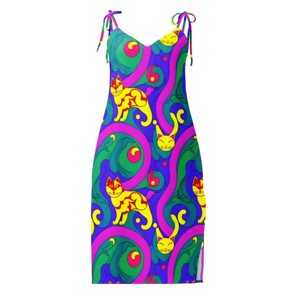 Neon Cat’s Cradle on Slip Dress — Front