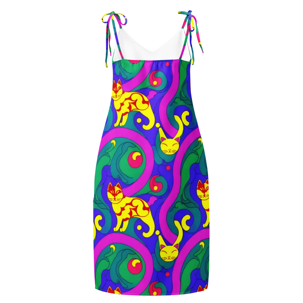 Neon Cat’s Cradle on Slip Dress — Back