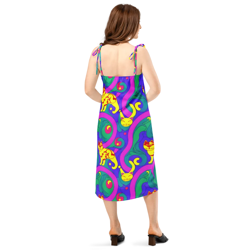 Neon Cat’s Cradle on Slip Dress — Back