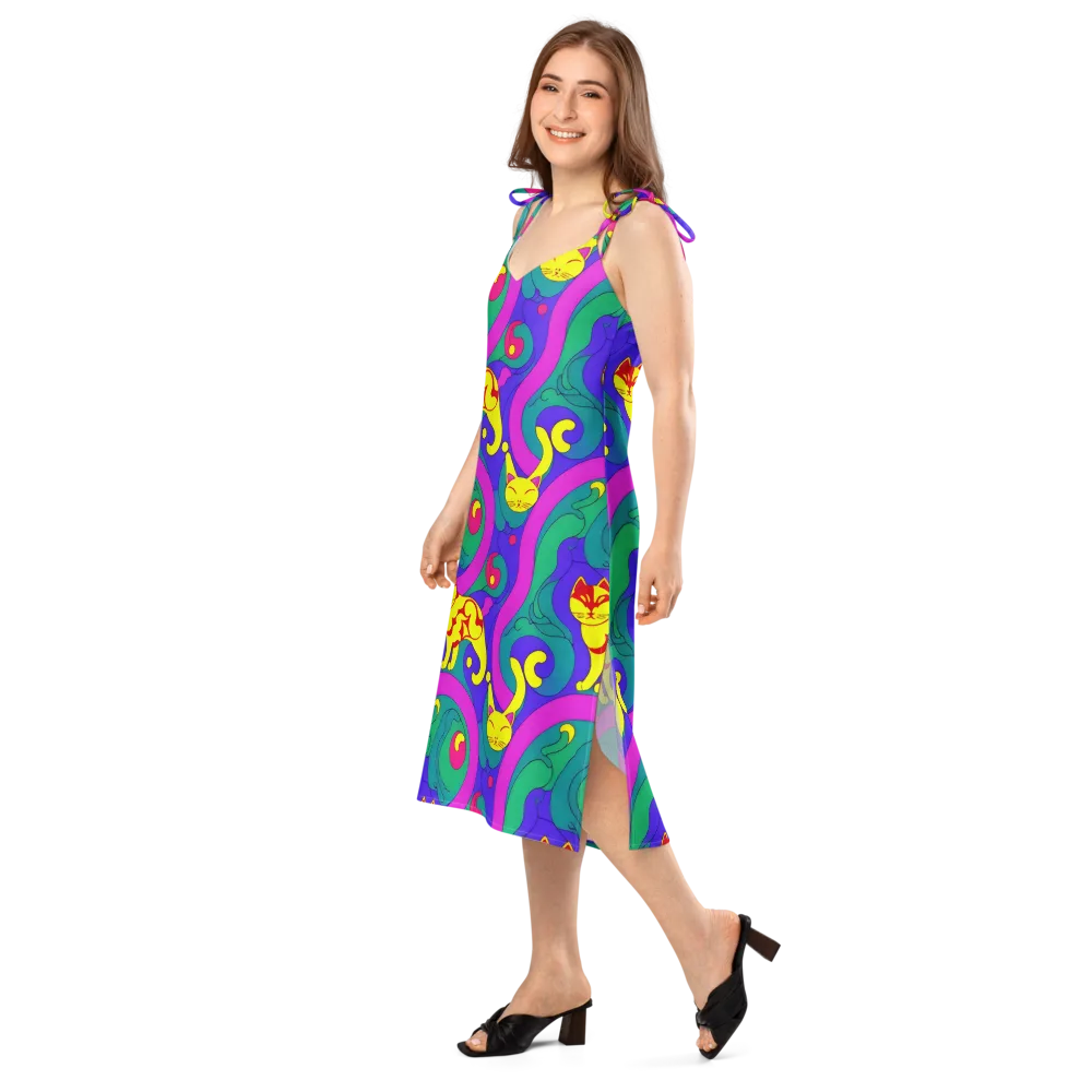 Neon Cat’s Cradle on Slip Dress — Left Front
