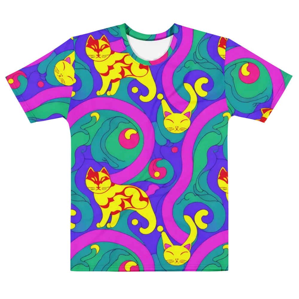 Neon Cat’s Cradle on Men's Cotton Crew Neck T-Shirt — Front