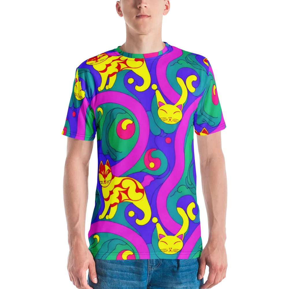 Neon Cat’s Cradle on Men's Crew Neck T-Shirt — Front