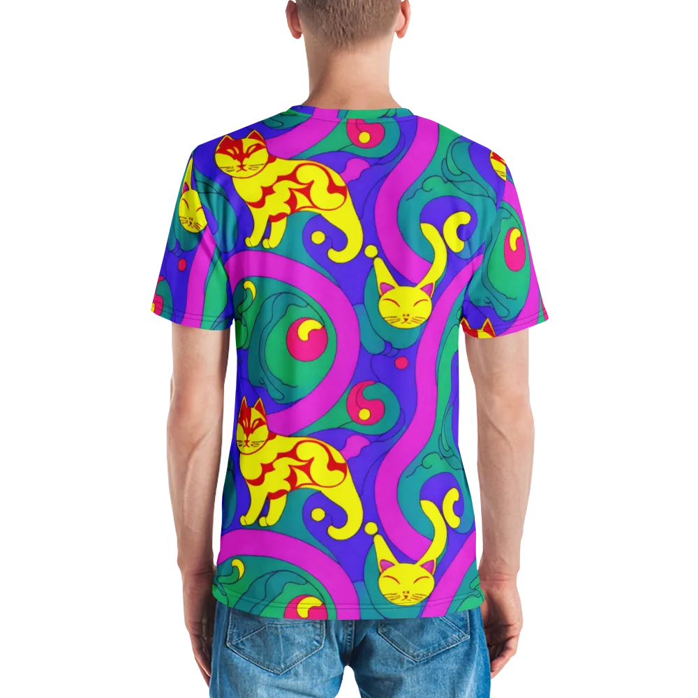 Neon Cat’s Cradle on Men's Crew Neck T-Shirt — Back