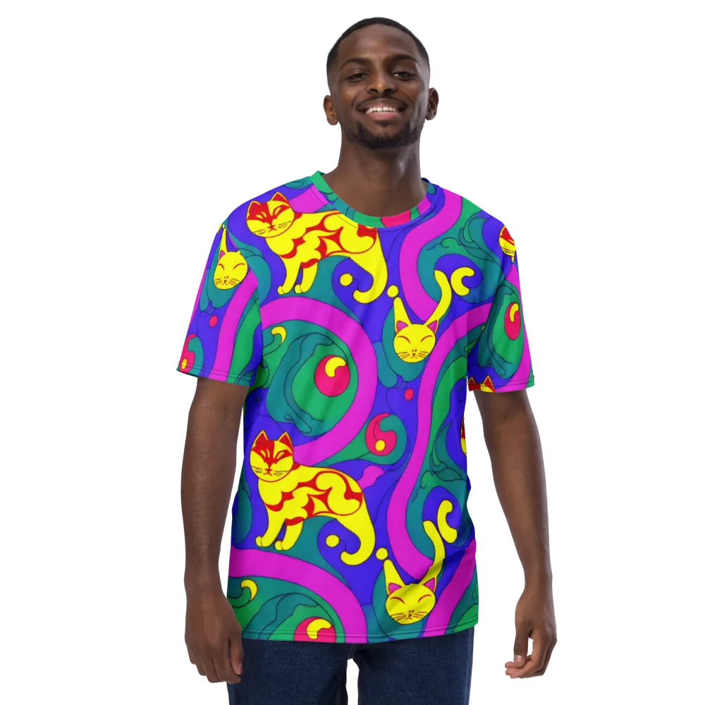 Neon Cat’s Cradle on Men's Crew Neck T-Shirt — Front