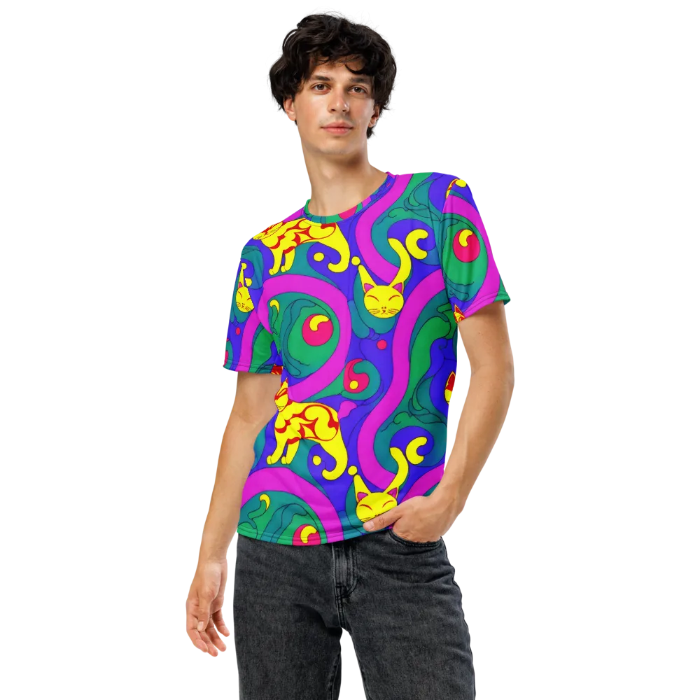 Neon Cat’s Cradle on Men's Crew Neck T-Shirt — Front