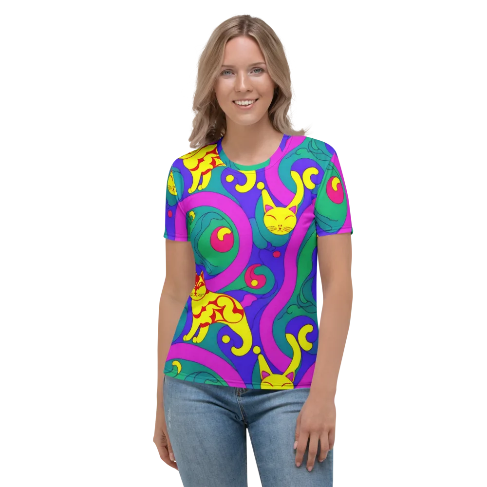 Neon Cat’s Cradle on Women's Crew Neck T-Shirt — Front