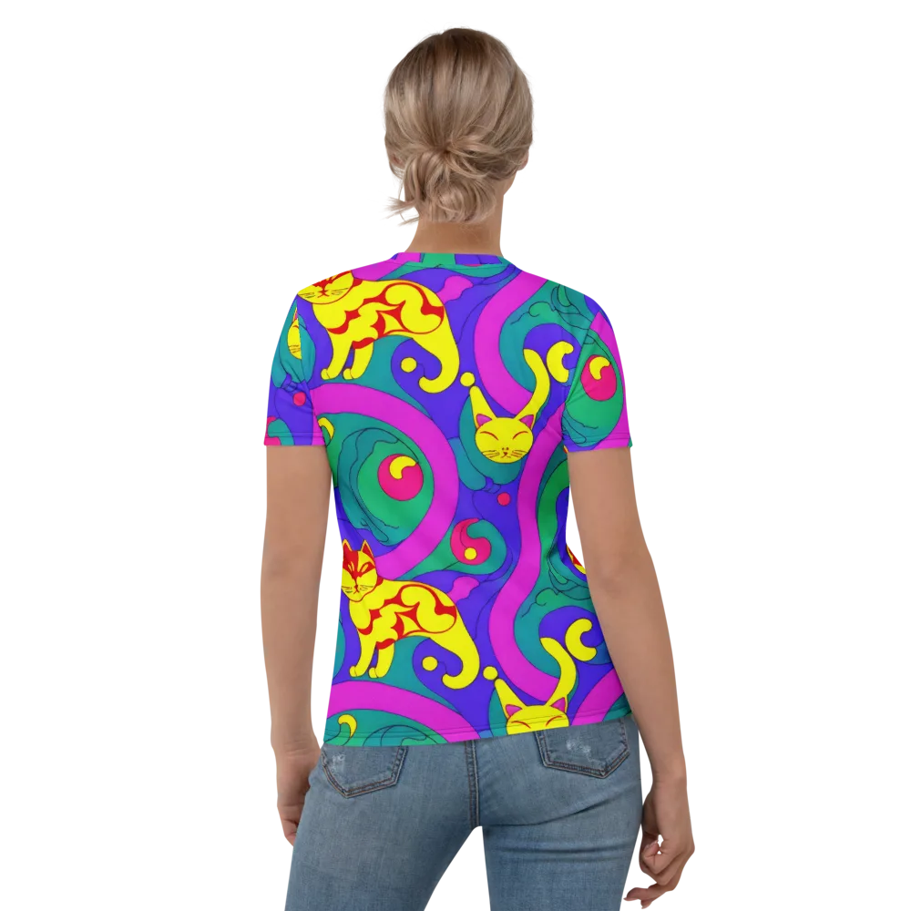 Neon Cat’s Cradle on Women's Crew Neck T-Shirt — Back