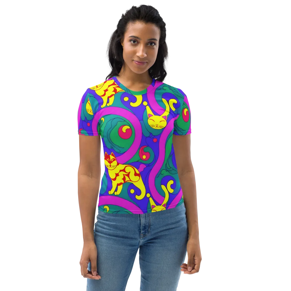 Neon Cat’s Cradle on Women's Crew Neck T-Shirt — Front
