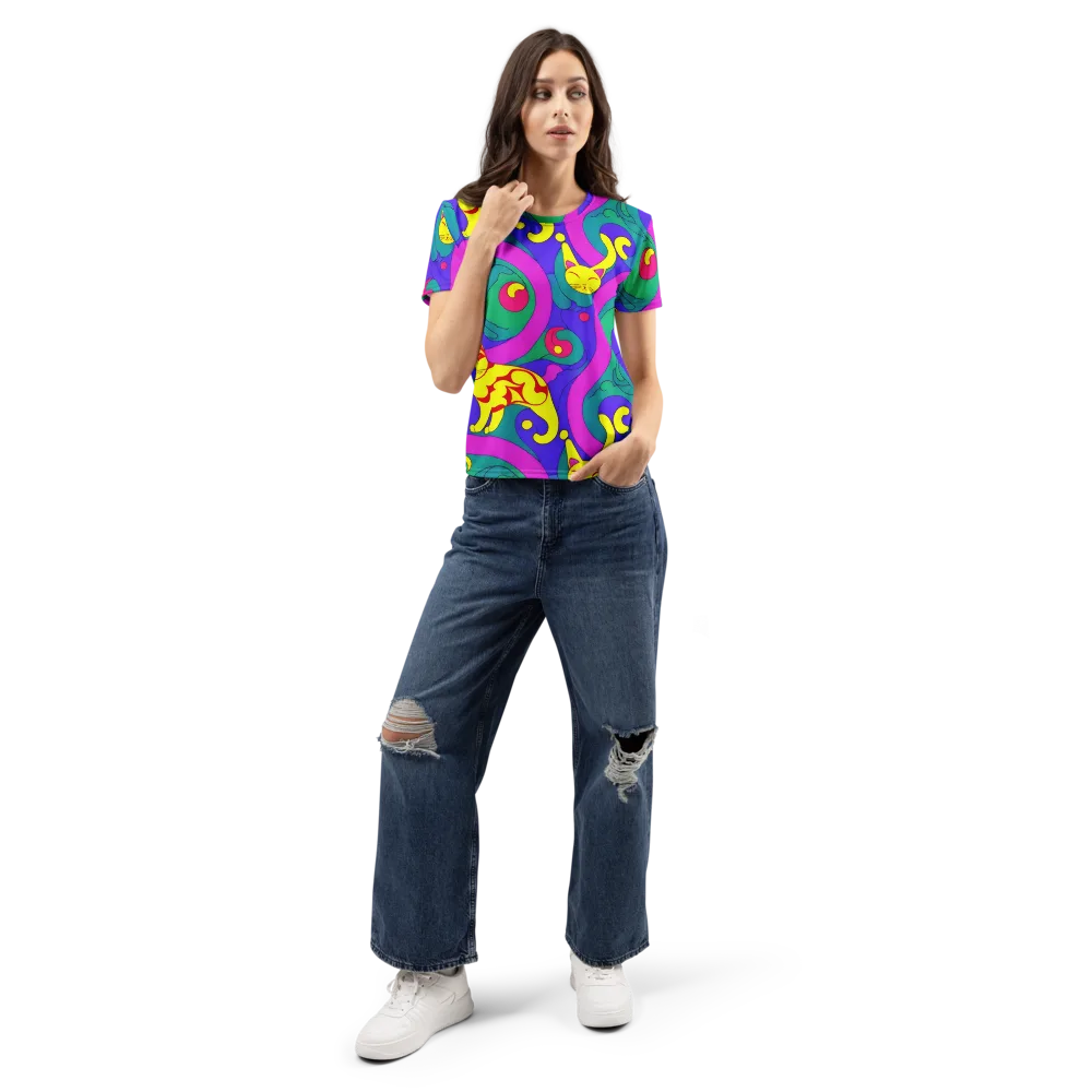 Neon Cat’s Cradle on Women's Crew Neck T-Shirt — Front