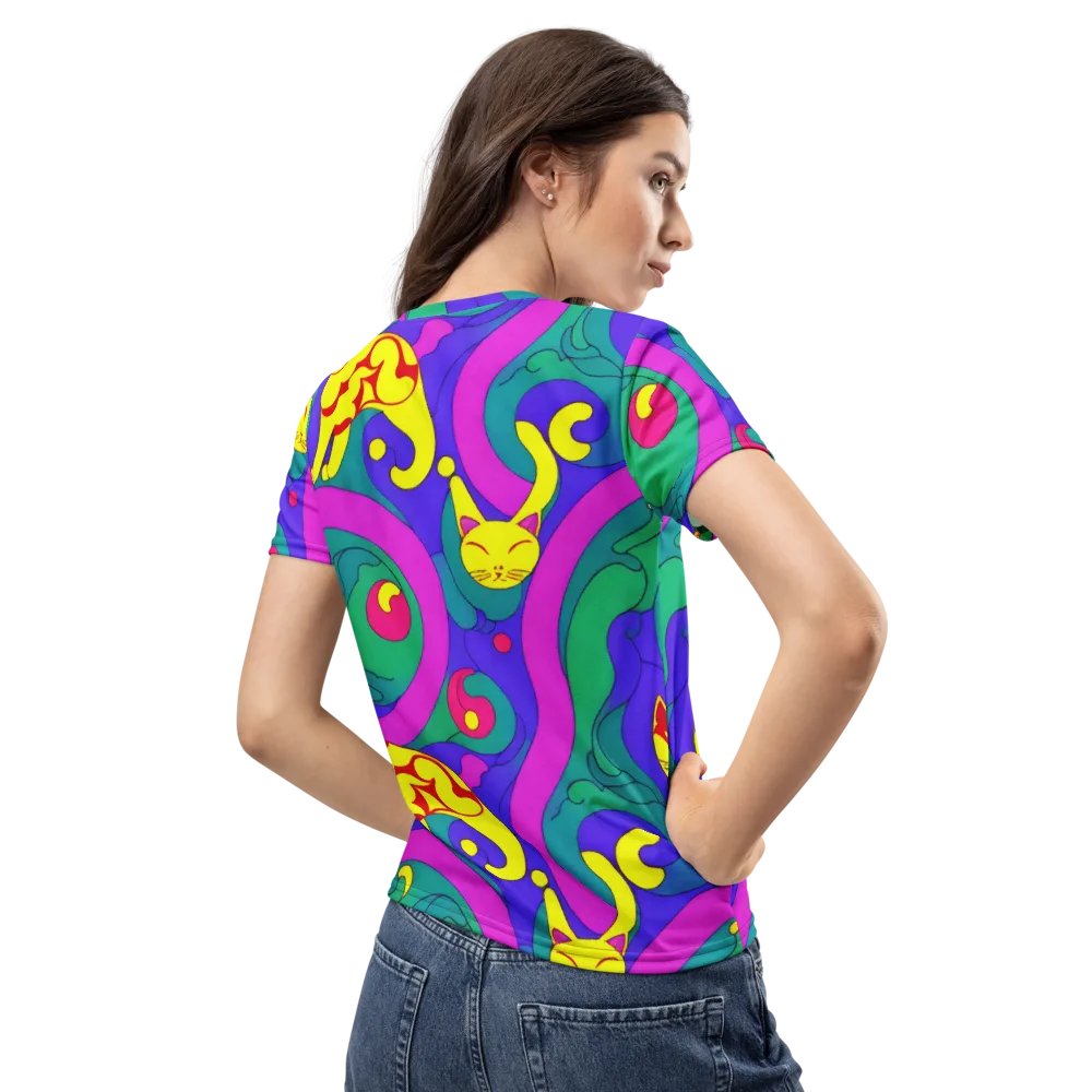 Neon Cat’s Cradle on Women's Crew Neck T-Shirt — Back