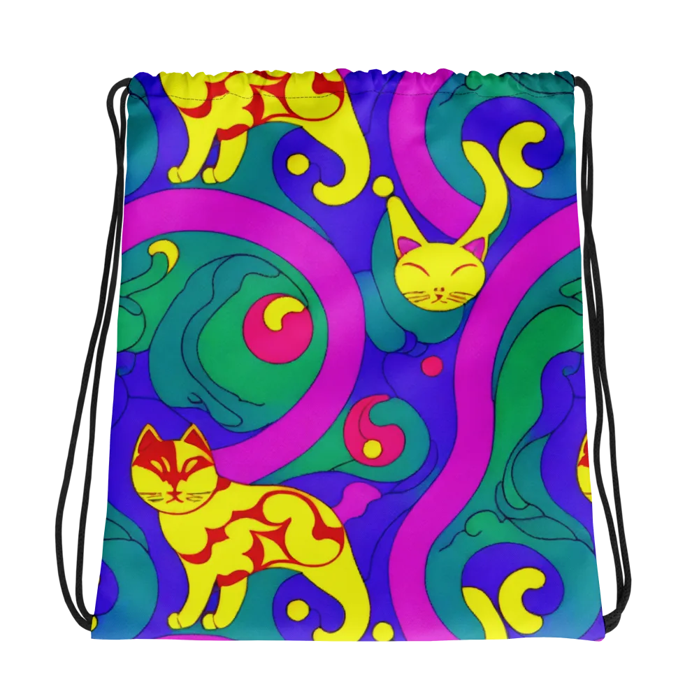 Neon Cat’s Cradle on Drawstring Bag — Photo