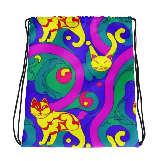 Neon Cat’s Cradle on a Drawstring Bag